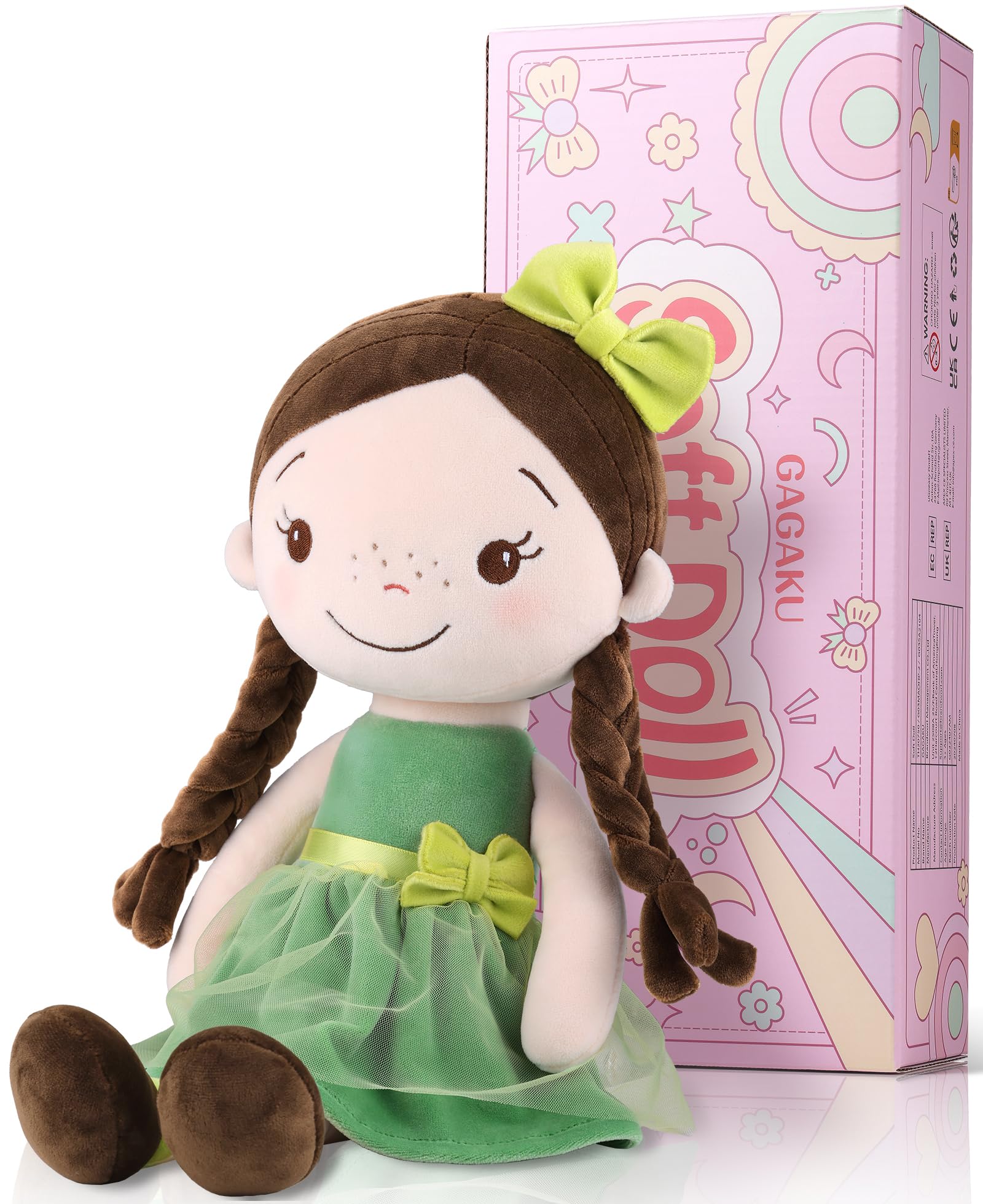 GAGAKU Morbida bambola di pezza 40 cm bambole angelo custode, regalo per battesimo per bambine, peluche portafortuna per bambini dai 3 ai 5 anni - principessa della foresta