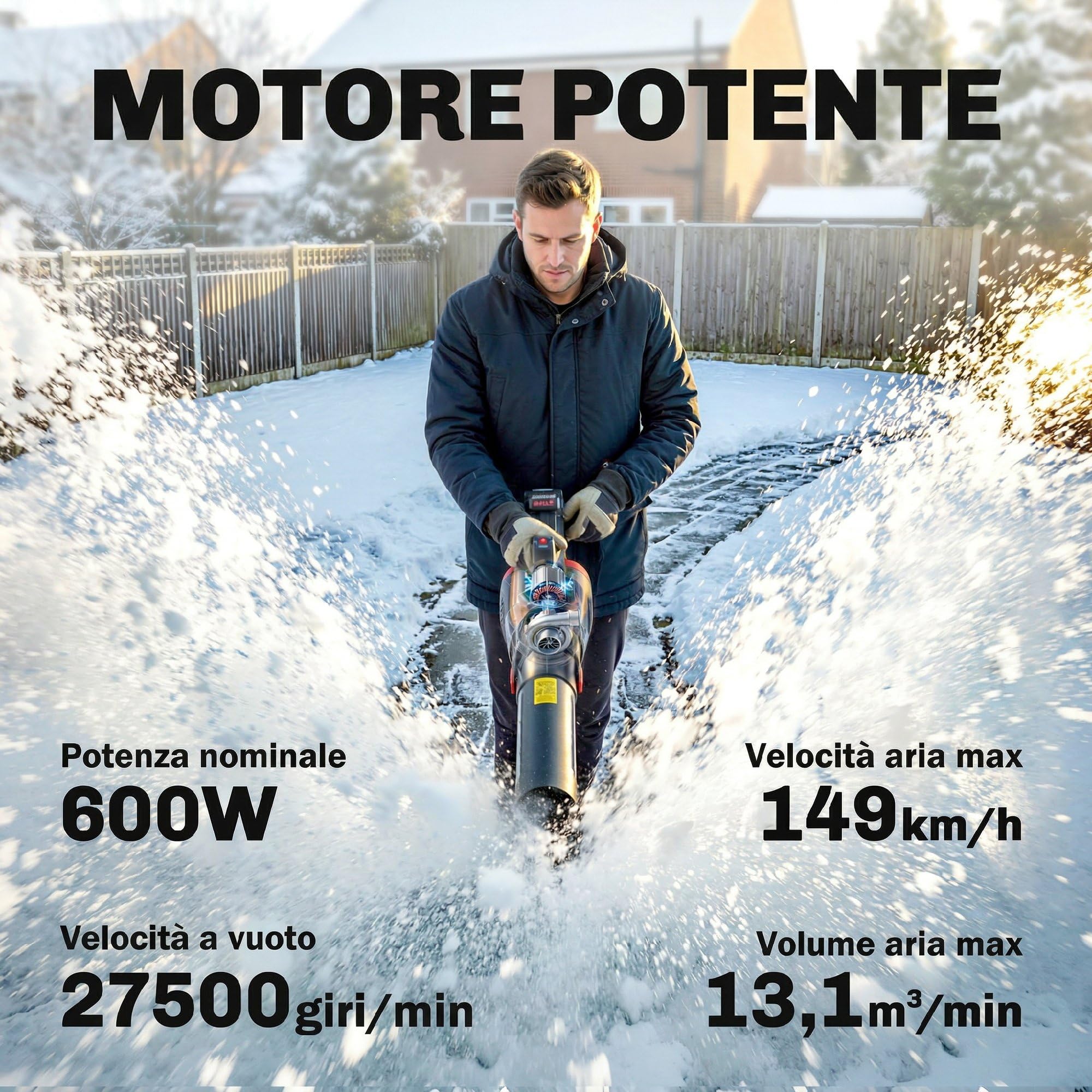 Outsunny Soffiatore a Batteria 18V Soffiatore Foglie con 2 Batteria 4Ah