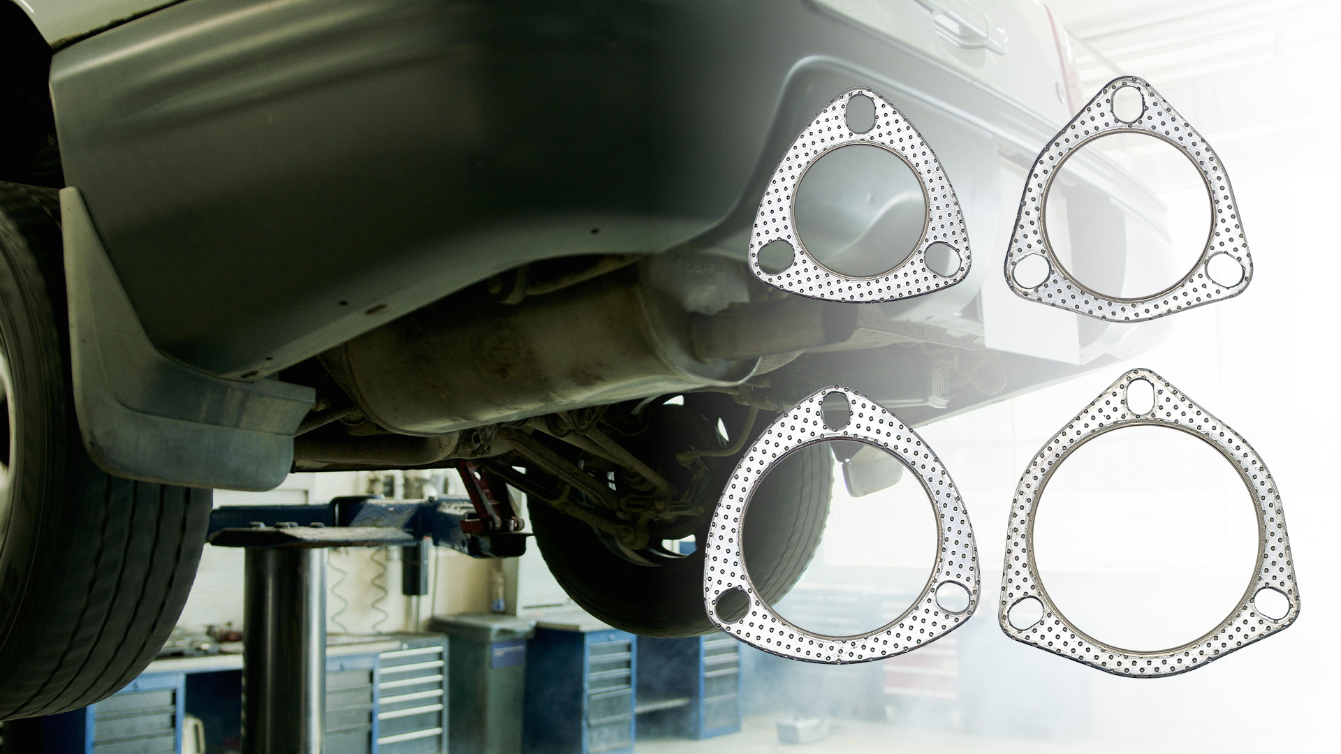 Image of 3 Inch Exhaust Gasket 3-Bolt 76.2mm Flange High Temperature Graphite w /Fire Ring Replacement 2 Pcs