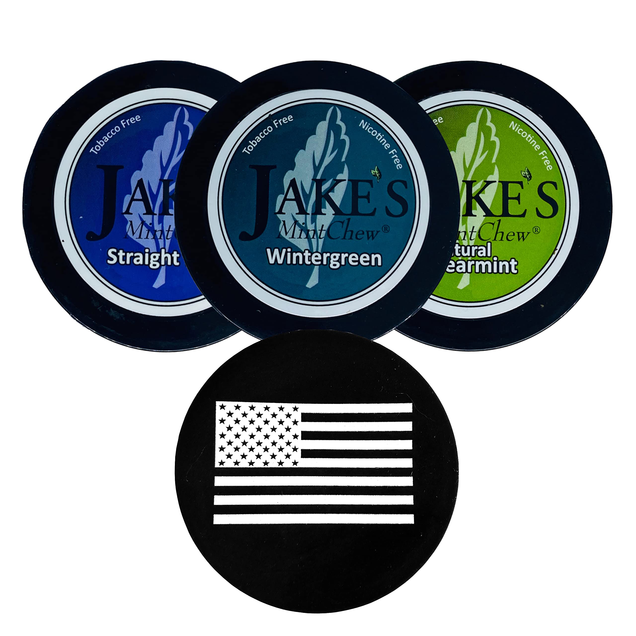 Straight Mint, Spearmint, Wintergreen 3 Can Variety Pack with DC Crafts Nation Skin Can Cover - US Flag