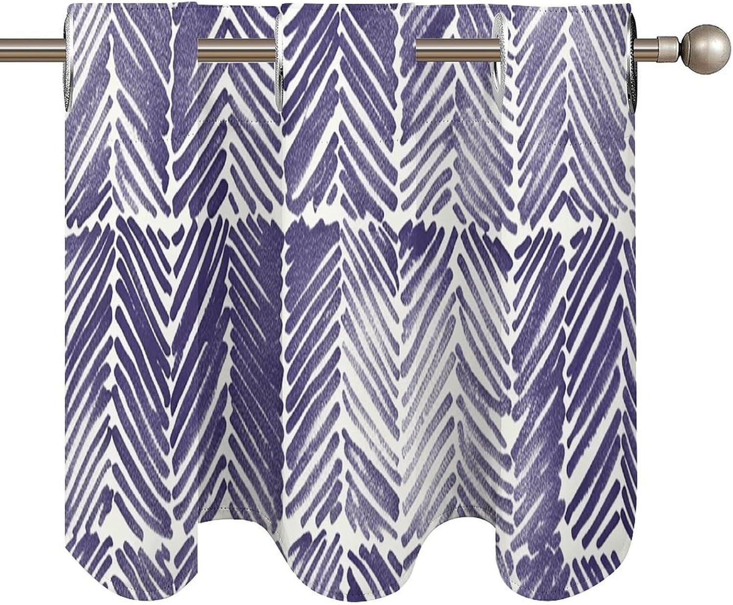 Blue Lines Pattern Valance for Windows, 2 Pack Kitchen Curtains Modern Home Decor, Soft Blackout Window Curtains for Living Room & Bedroom, 18 X 52 Inch