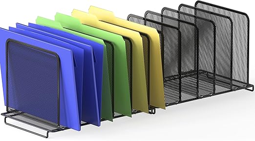 Simple Houseware 5 Section Upright File Sorter Organizer, Black - 2 Pack