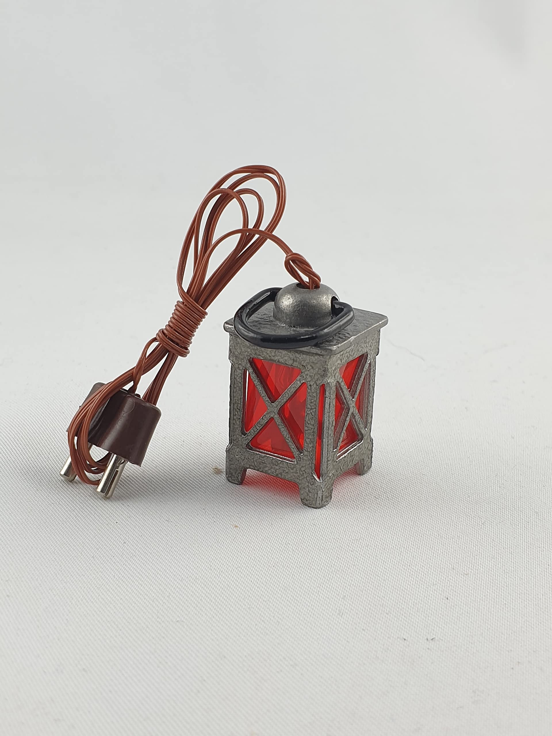 Kahlert Licht Puppenhauszubehör Laterne - Zinnfarben, Rot, Höhe 20 Mm, Mit Ersatzglühlampe