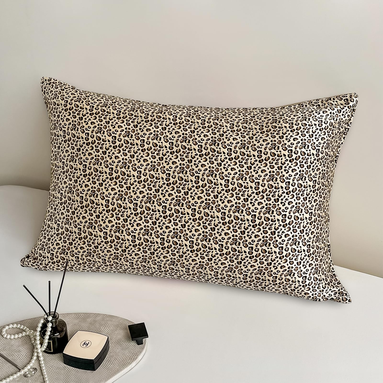 NYCCTOKE Leopard Print 100% Silk Pillowcase King Size with Hidden Zipper,Both Sides Mulberry Silk Pillow Cases for Hair and Skin,Health and Soft,1pc(20""x36"",Cheetah Print), SP-0001