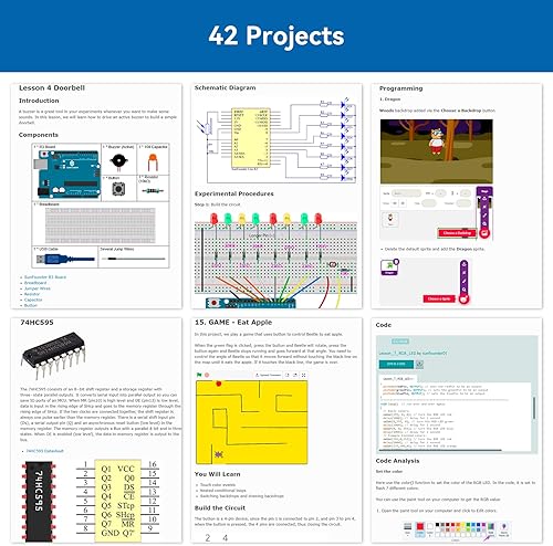 Vista 5 de SunFounder Kit de inicio completo de proyecto compatible con Arduino UNO R3 Arduino IDE/Scratch Coding con 42 tutoriales detallados en línea