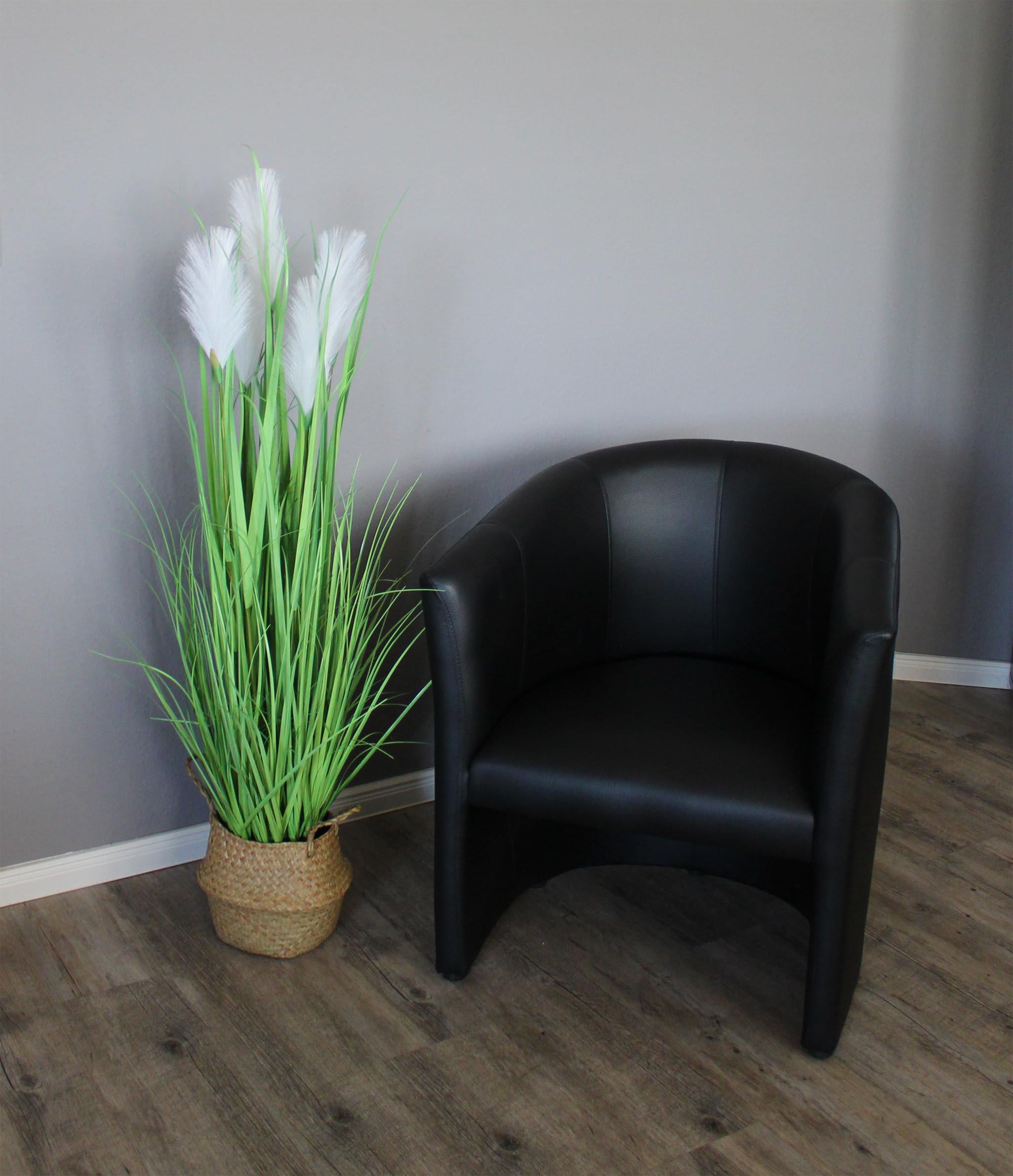 Herbe artificielle de 120 cm de haut avec panier en jonc de mer - Herbe décorative - Plante artificielle - Vert - Décoration de salon