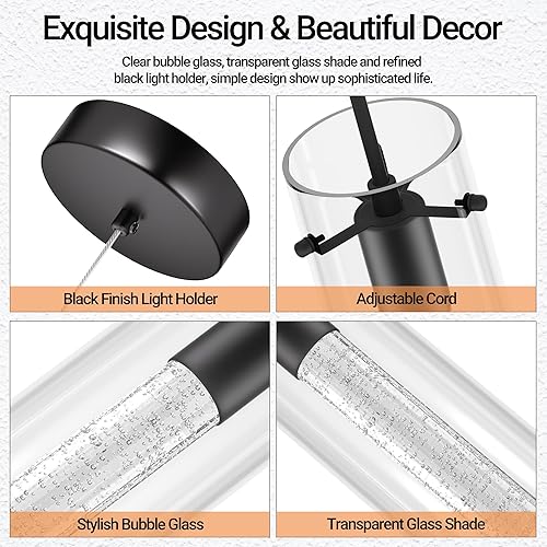 Miniatura 8 de 1 Paquete Accesorio de Lámpara Colgante de Techo, Luces Colgantes para Isla de Cocina Lámpara Colgante de Cristal, Accesorio de Luz Colgante