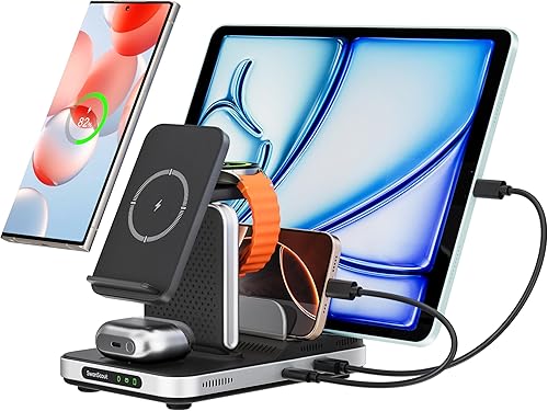 Cargador inalámbrico de 60 W para Samsung Galaxy Watch 8 Classic8Ultra765 Pro4, estación de carga 5 en 1 para Galaxy S25S24S23S22Z FoldZ Flip, para