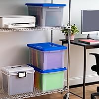 Vista 3 de IRIS USA Caja de archivos, caja organizadora de archivos de plástico con tapas, archivo de carta/legal, caja de documentos importantes, contenedor