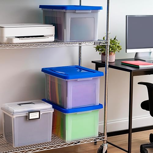 Miniatura 18 de IRIS Caja organizadora de archivos de plástico para archivos de cartas/archivos legales, caja de documentos, organizador de almacenamiento con tapa