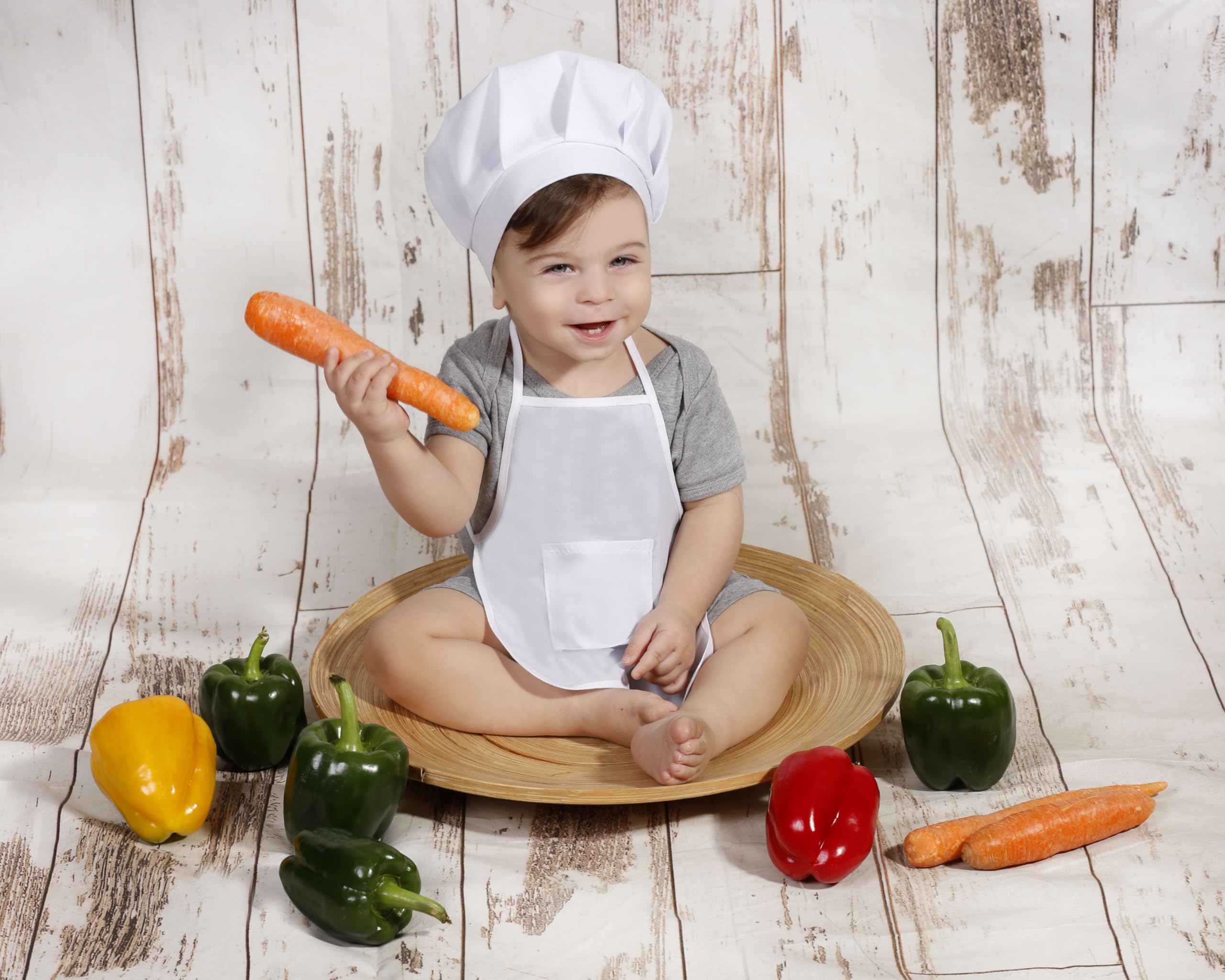 Matissa & Dad Baby Apron and Chef Hat Infant Mini Chef Outfit Toddler White Baker Costume photoshoot props newborn photography outfit (Baby Boy - Image 3