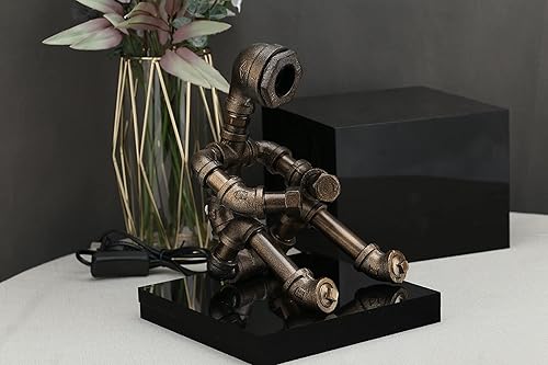Miniatura 9 de WUBIANJIE Lámpara de robot industrial retro - Estilo Steampunk de bronce, decoración creativa de ambiente fresco