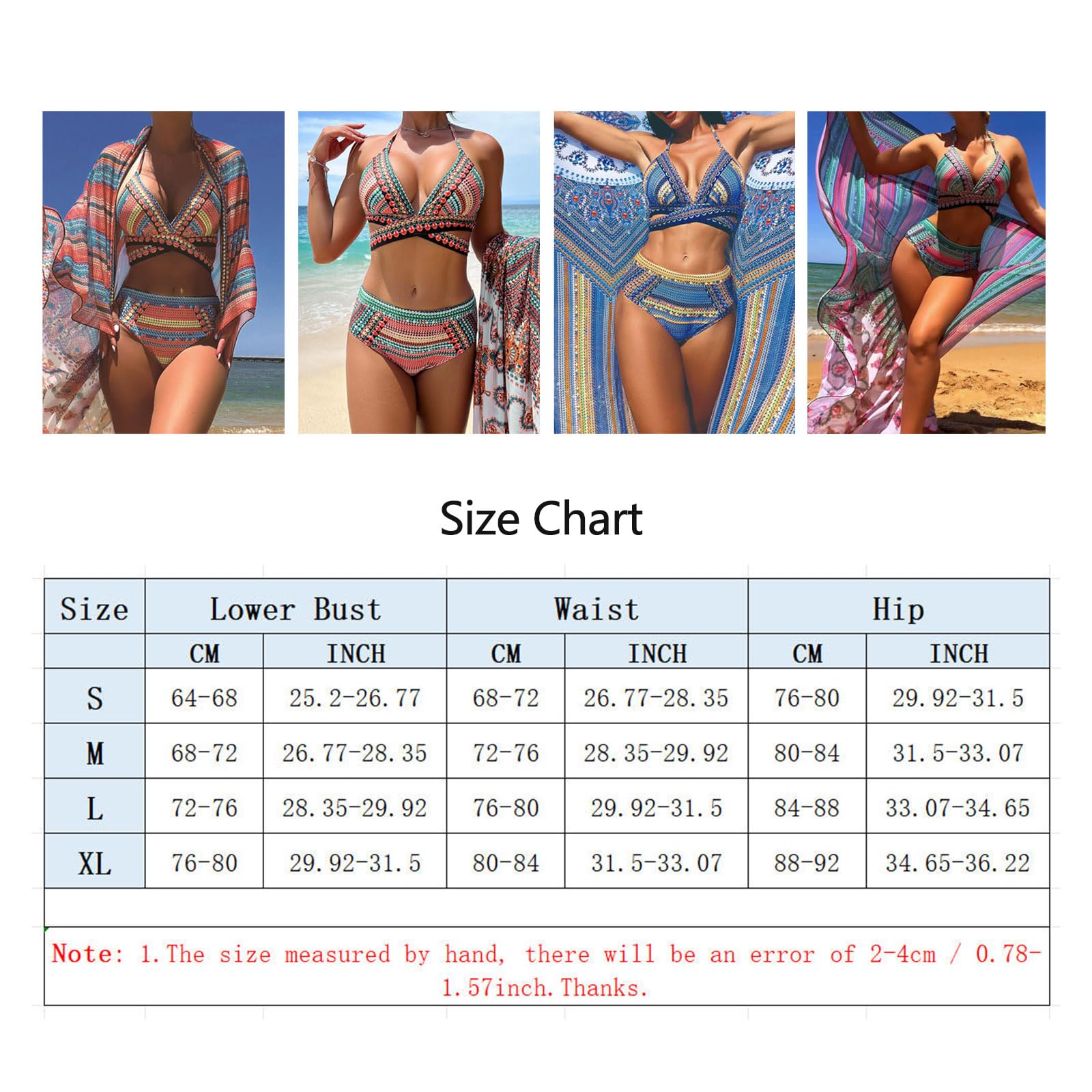 Conjunto Bikini 3 Piezas Boho Mujer, Traje baño con Salida Playa Malla, Halter Tirantes Finos, Estampado Floral, Cuello V, Copa Triangular, Lazo Espalda