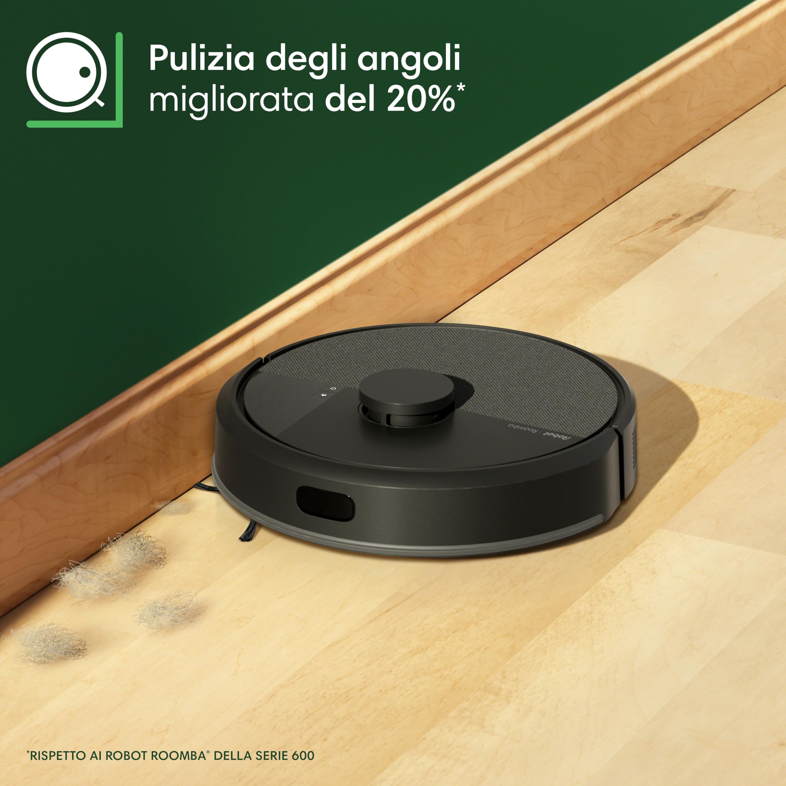 iRobot Roomba 105 Combo, Robot Aspirapolvere Lavapavimenti, Pulizia a 4 Fasi, Navigazione ClearView LiDAR, Rilevamento di Tappeti/Moquette, Pulizia Mirata, Controllo tramite App, Nero