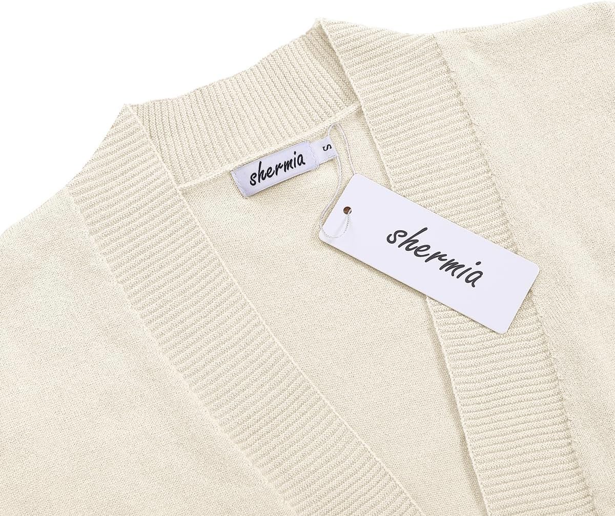 Women's 3/4 Sleeve Cropped Cardigan Sweater Open Front Short Shrugs Cardigans Lightweight Sweaters - Image 7