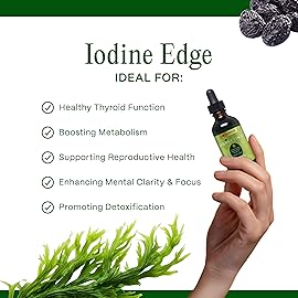 Go Nutrients Iodine Edge - Organic Nascent Iodine Liquid Supplement for Thyroid Support, Energy, Immune & Cognitive Health - High Absorption Drops - Natural Tincture for Women & Men - 1 oz