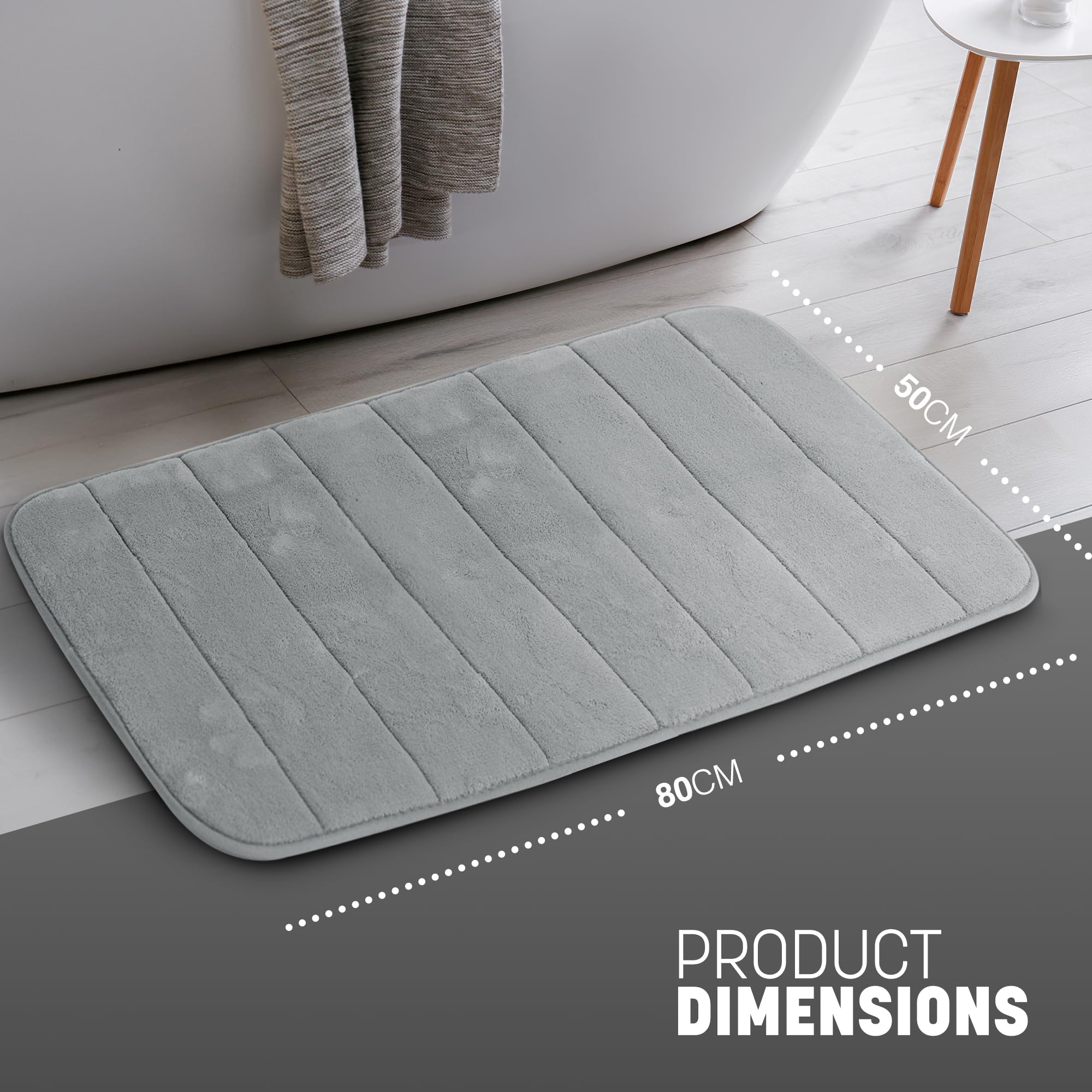 KEPLIN Memory Foam Bath Mat, Ultra-Soft, Highly Absorbent, Non-Slip, Machine Washable - Image 2