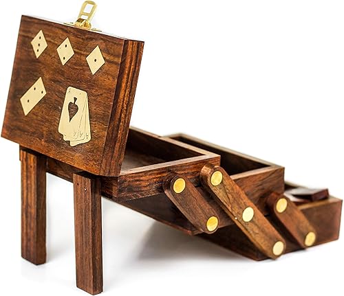 Caja de juegos multijuego todo en uno Nagina International Wood: Dominó, tarjetas, dados y mucho más