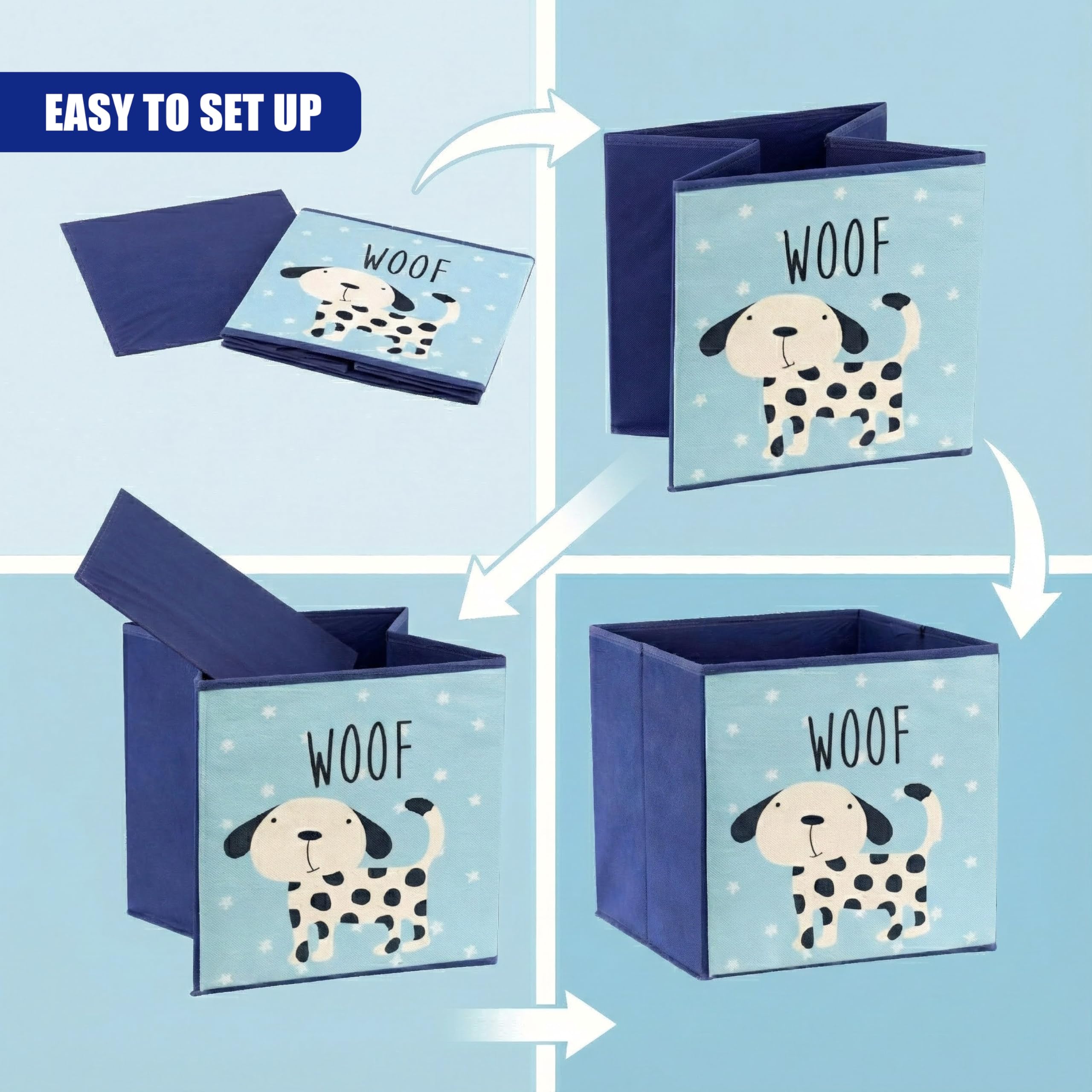 4 Stück Tierdesign Aufbewahrungsboxen Faltbare Spielzeugtruhe Kinderzimmer Organizer Körbe Aufbewahrungswürfel Behälter