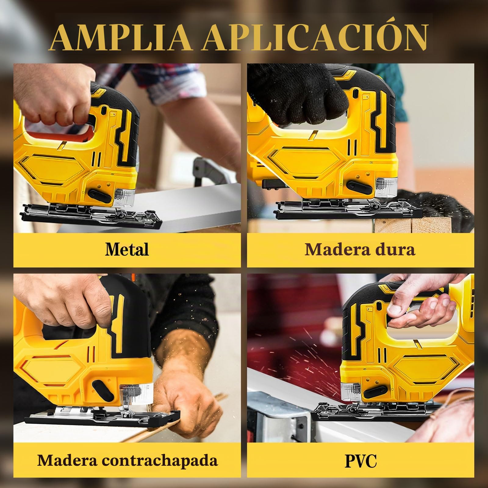 Sierra de calar eléctrica inalámbrica para Dewalt, 400 W, 2900 rpm, corte biselado a 45°, 3 ajustes orbitales con 6 cuchillas de repuesto, para metal, PVC, madera contrachapada de PVC (para DeWalt)