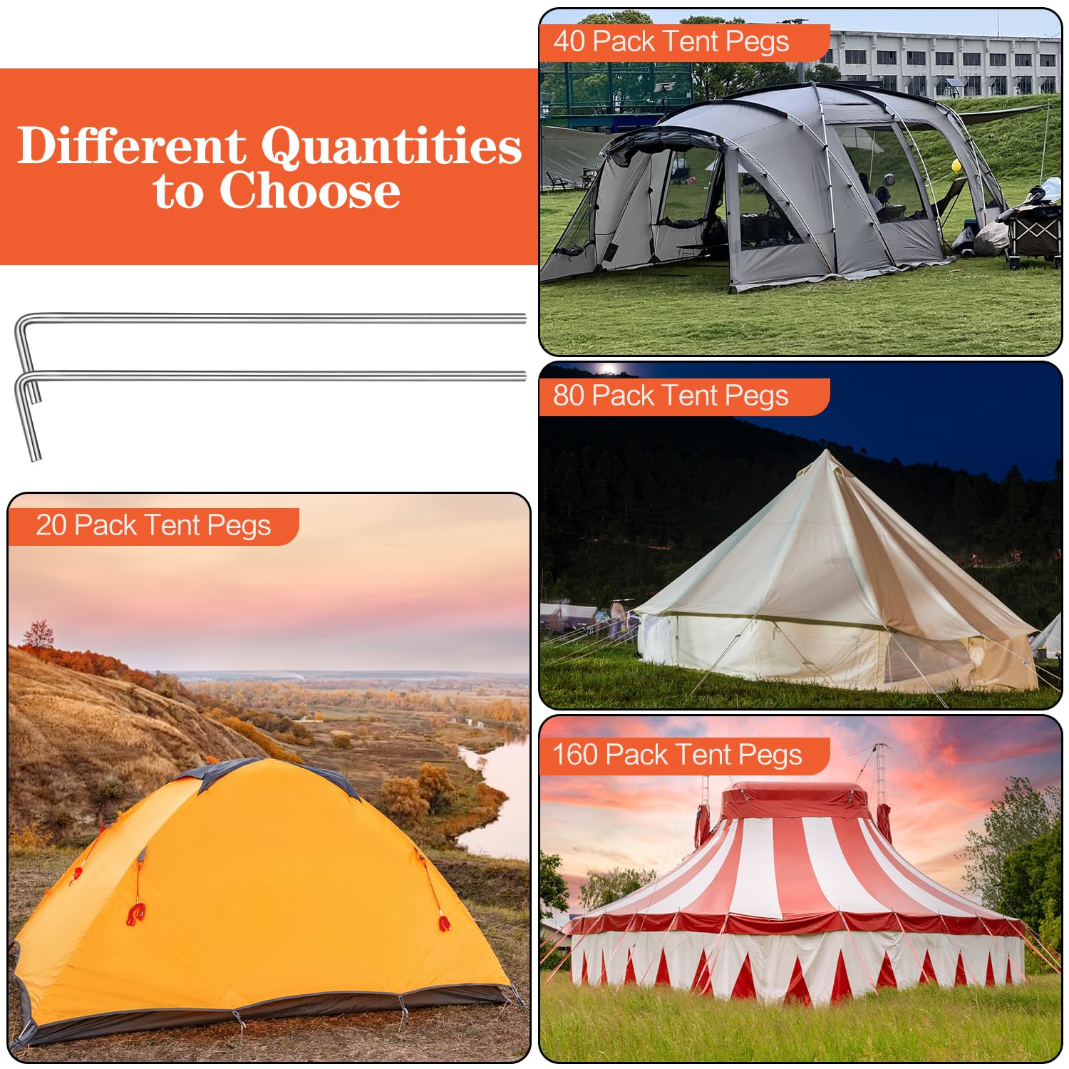 40 Pack Tent Pegs, 7