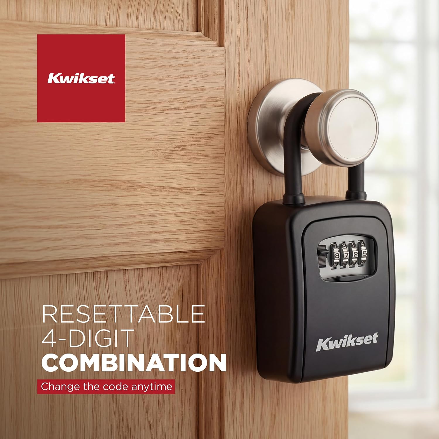 Kwikset Portable Key Storage Lock Box, Resettable 4-Digit Combination Lock, 3-1/2 in, 2 Pack, Black, Weather-Resistant