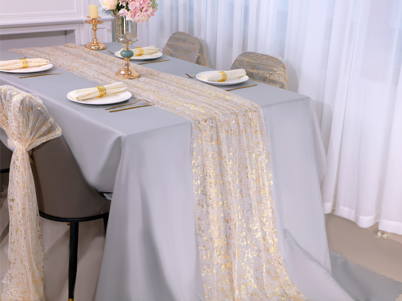 Sparkle Metallic Gold Dünne Tisch Läufer Gold/Silber Pailletten Glitter