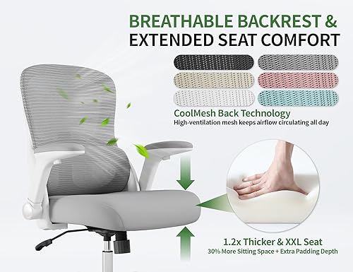 Miniatura 3 de Silla ergonómica de oficina Silla de escritorio para computadora de oficina de 400 libras con malla de respaldo alto y soporte lumbar ajustable,