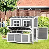 AECOJOY 40" Large Wooden Chicken Coop Hutch for 4-6 Chickens - 3 Lockable Nesting Boxes, Removable Tray, Raised Perches, Outdoor Hen House