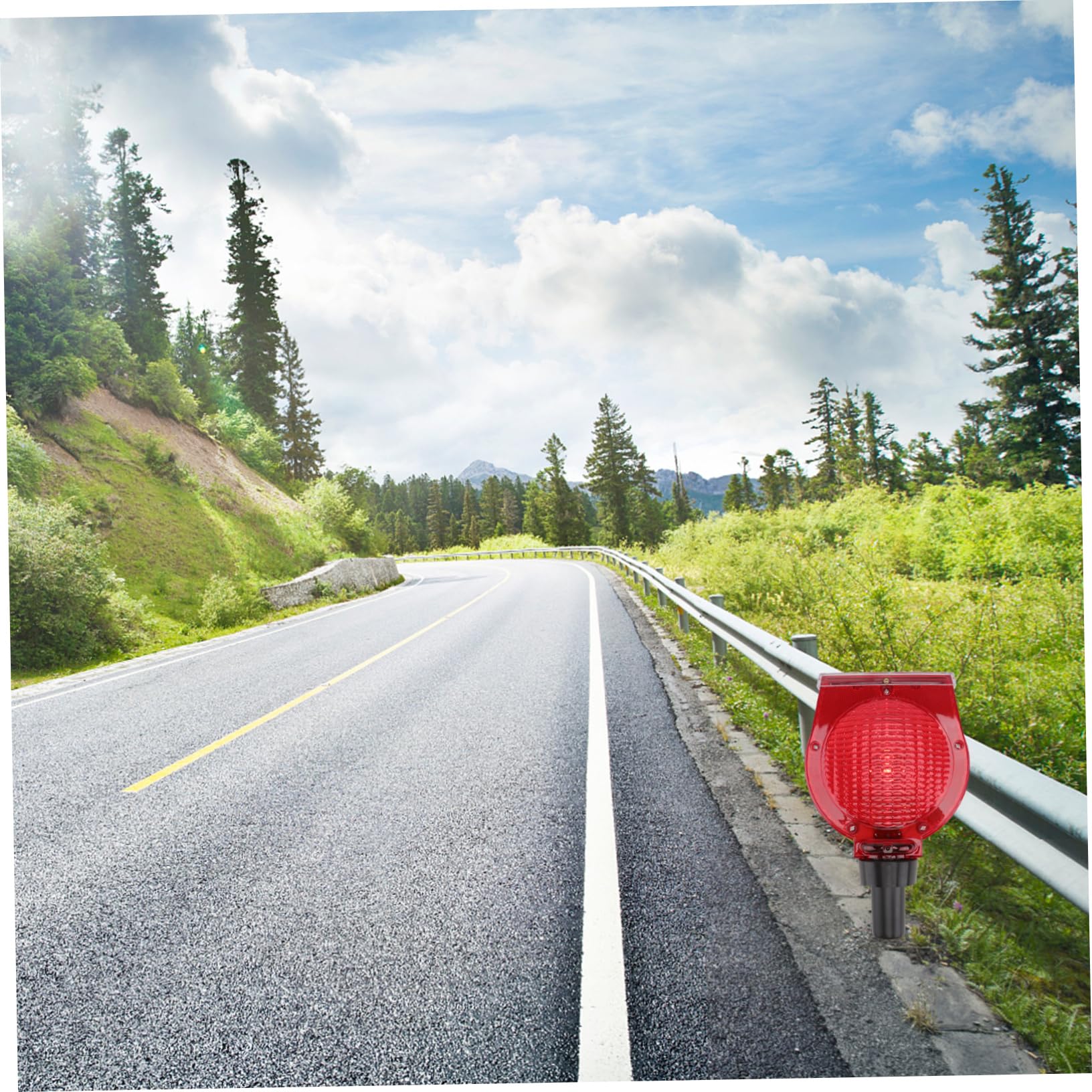 SEWOART 1pc Signal Light Solar Traffic Warning Lights Solar Light Outdoor LED Barricade Lamp Barricade Light Outdoor LED Solar Lights Light for Warning LED Flash Lights Plastic Red