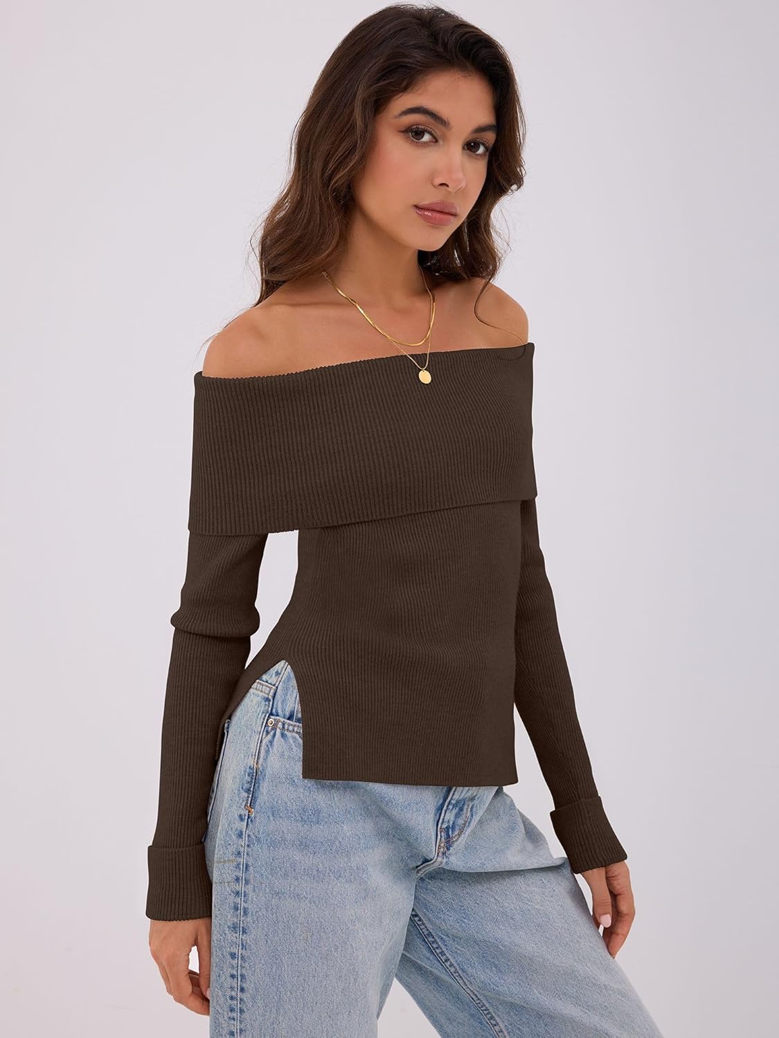 ZAFUL Womens Off The Shoulder Pullover Sweater Long Sleeve Fall Ribbed Knit Tops Sexy Y2K Outfits - Image 2