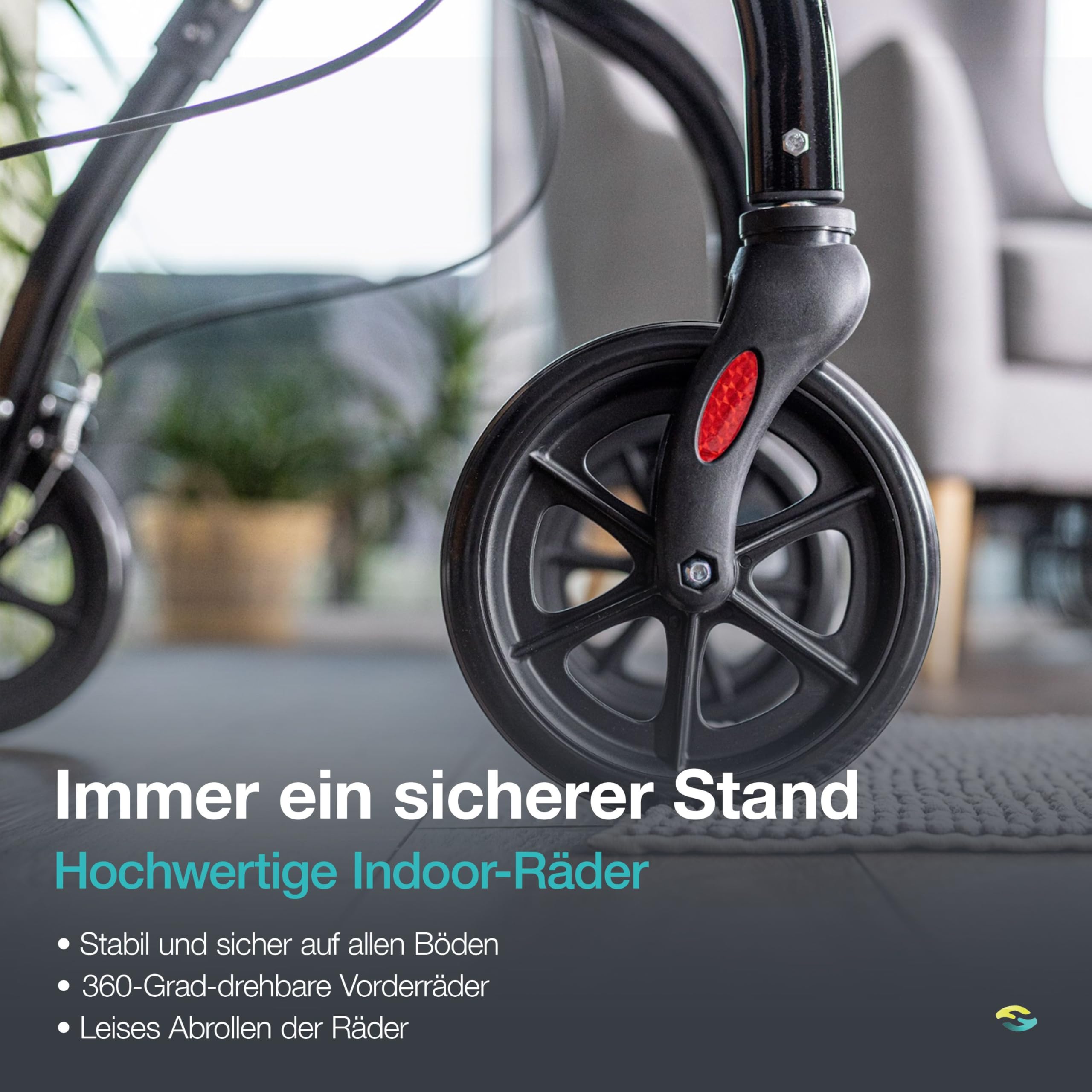 Helavo schmaler Wohnungsrollator mit Tablett - 60 cm breit & Transportkorb | Rollator schmal für die Wohnung - Leichter, faltbarer Indoor-Rollator aus Aluminium - Inkl. Tablett, Becherhalter und Korb