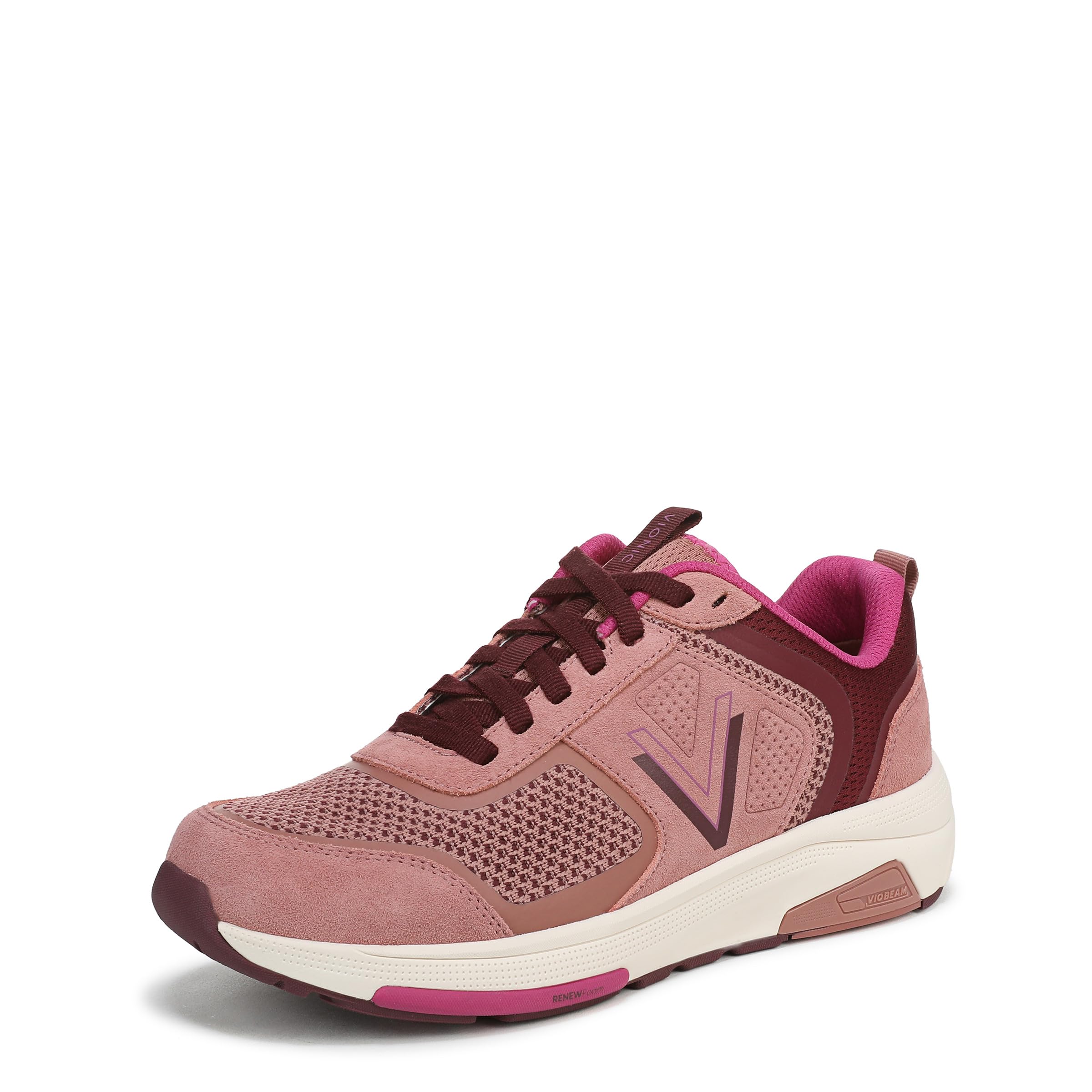 Vionic Womens Walk Strider Knit Lace-Up Trainers, Medium Fit, Rose Pink Suede, UK 5.5