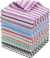 Vista 20 de Trapos de limpieza de microfibra sin pelusas, paquete de 10 trapos de secado rápido para limpieza, paños de cocina súper absorbentes para lavar
