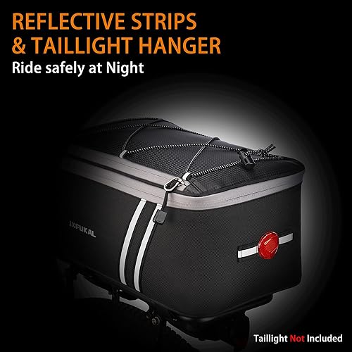 Miniatura 12 de JXFUKAL Bolsa trasera para bicicleta con cubierta de lluvia, 7L/9L/10L/12L Bolsa de sillín de bicicleta Ebike Bolsa de ciclismo Alforja de maletero