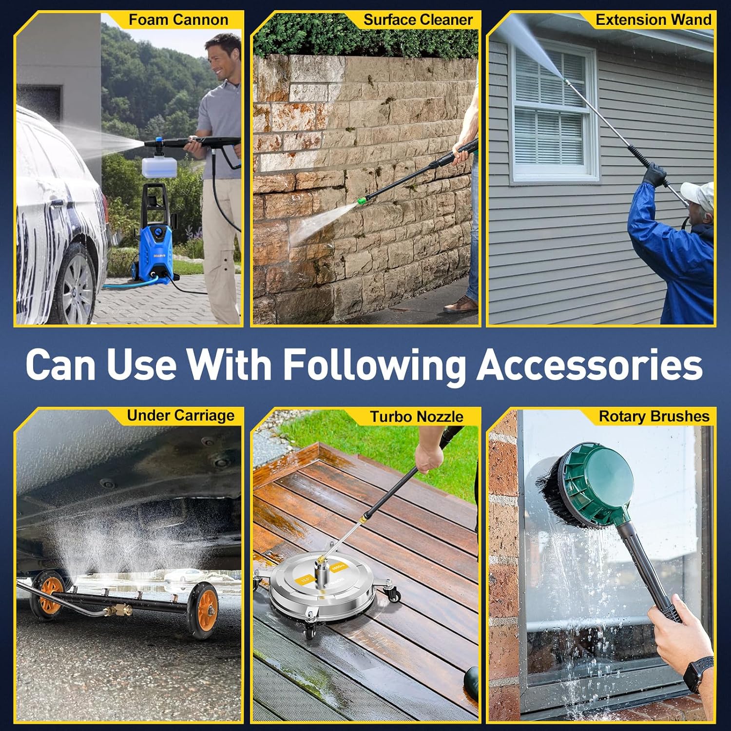 EVEAGE Electric Pressure Washer, Power Washer with 1000Ml Foam Cannon, Powerwasher for Cars, Fences, Patios, Decks, Home and Driveway Cleaning - Image 4