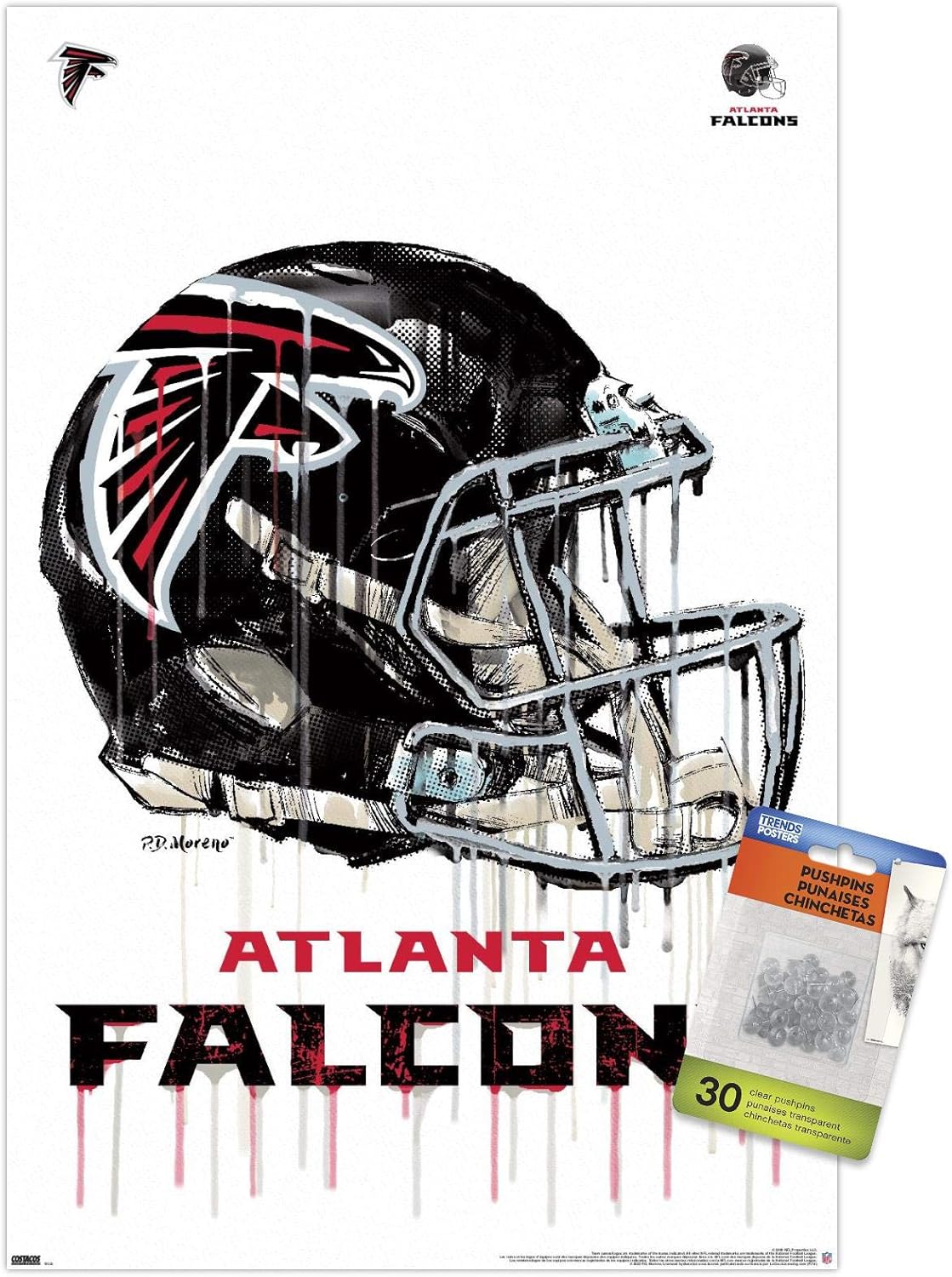 Trends International NFL Atlanta Falcons - Drip Helmet 20 Wall Poster with Push Pins