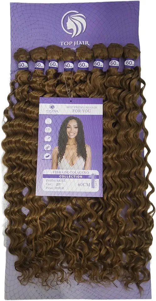 Cabelo Orgânico Cacheado Fibra De Colágeno 60cm 300g 8Telas Top Hair (27#)