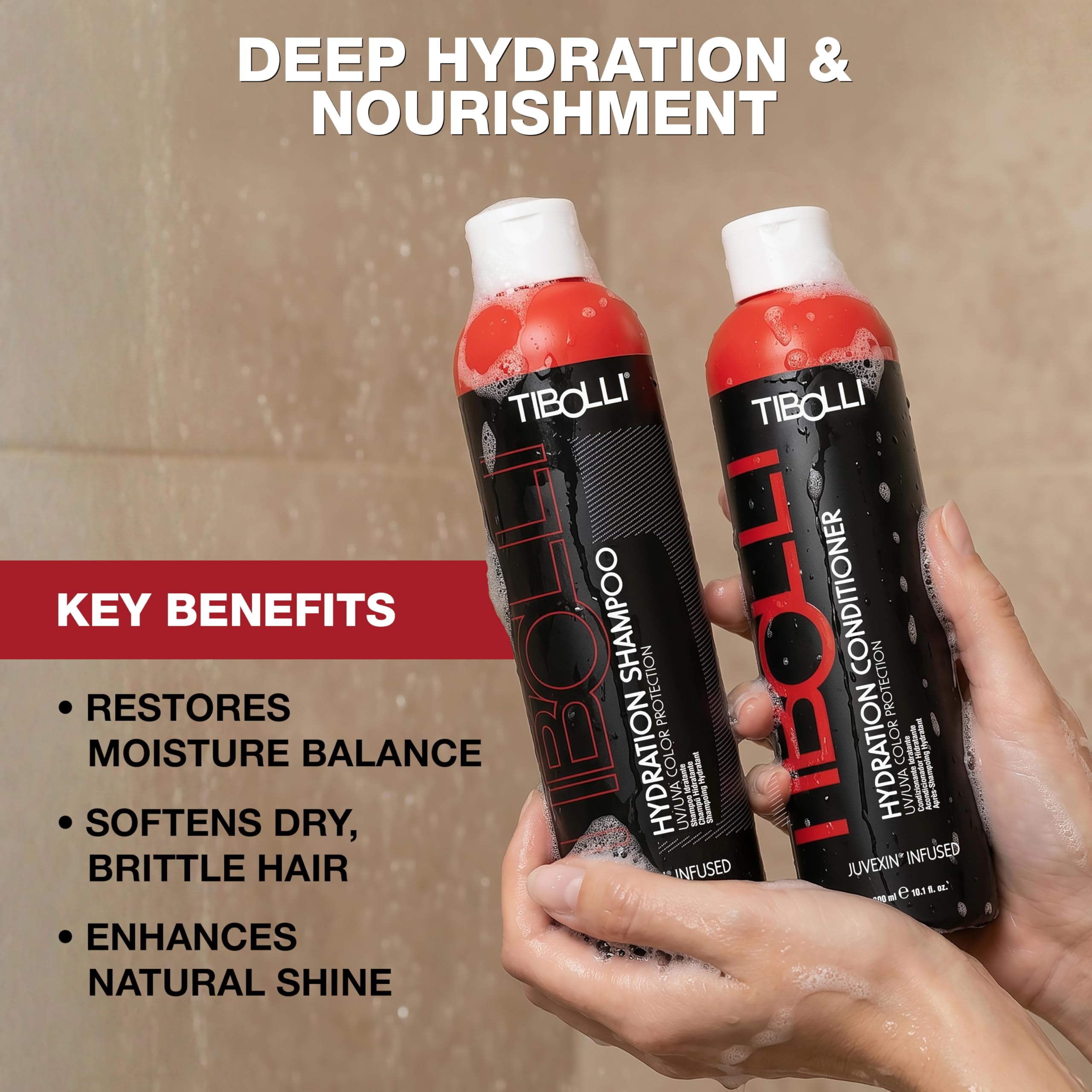 TIBOLLI Hydration Shampoo and Conditioner (10.1 FL Oz / 300ml) ripara i capelli danneggiati Aiuta a idratare, levigare e rinforzare con ingredienti di origine naturale Senza parabeni solfati