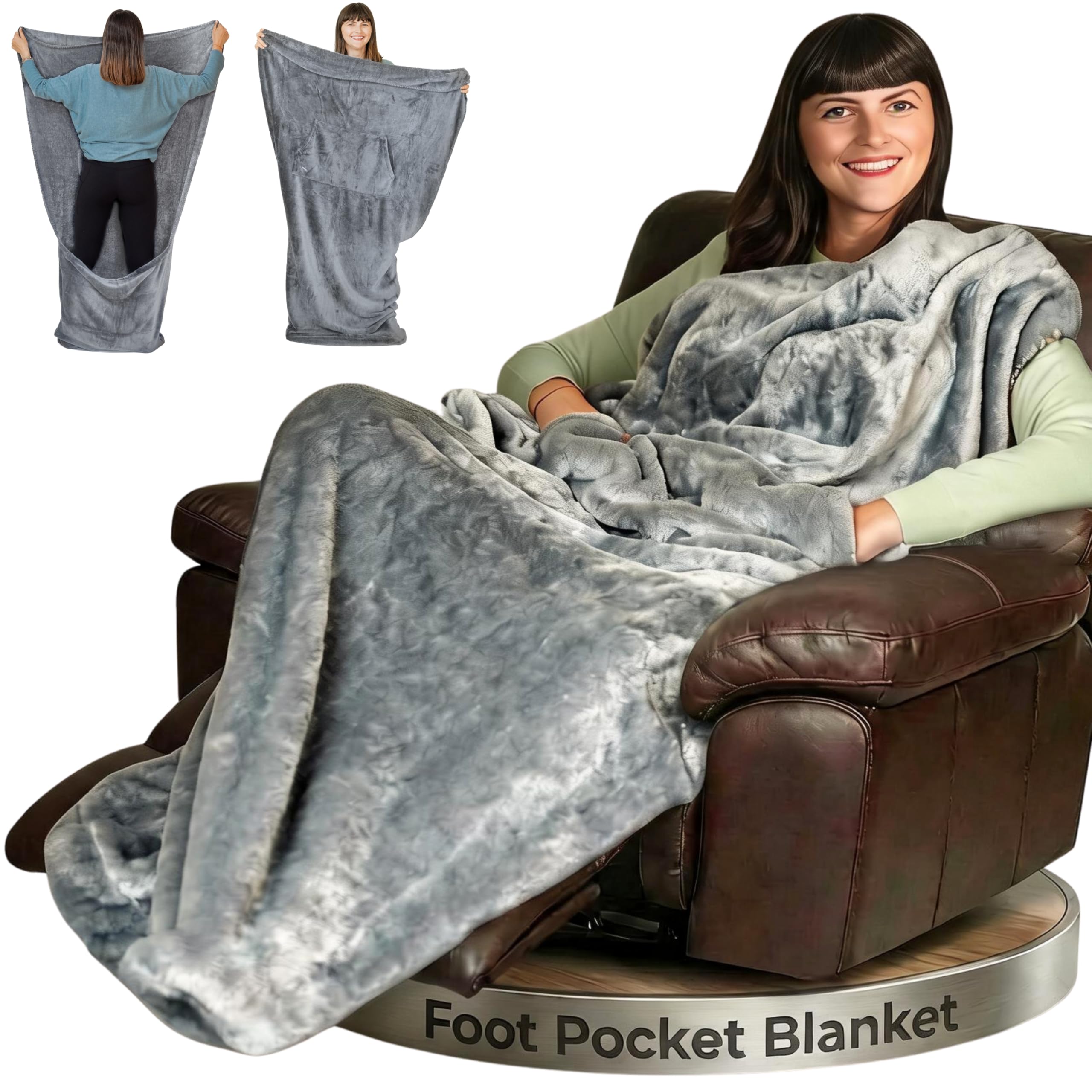 EzrAllora Fleece Lightweight Foot Pocket Blanket