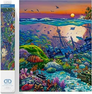 DIAMOND DOTZ Coral Reef Island Diamond Painting Kits for Adults - Diamond Art Kits a Relaxing Creative Craft Kit with Dotz Gems 51x25