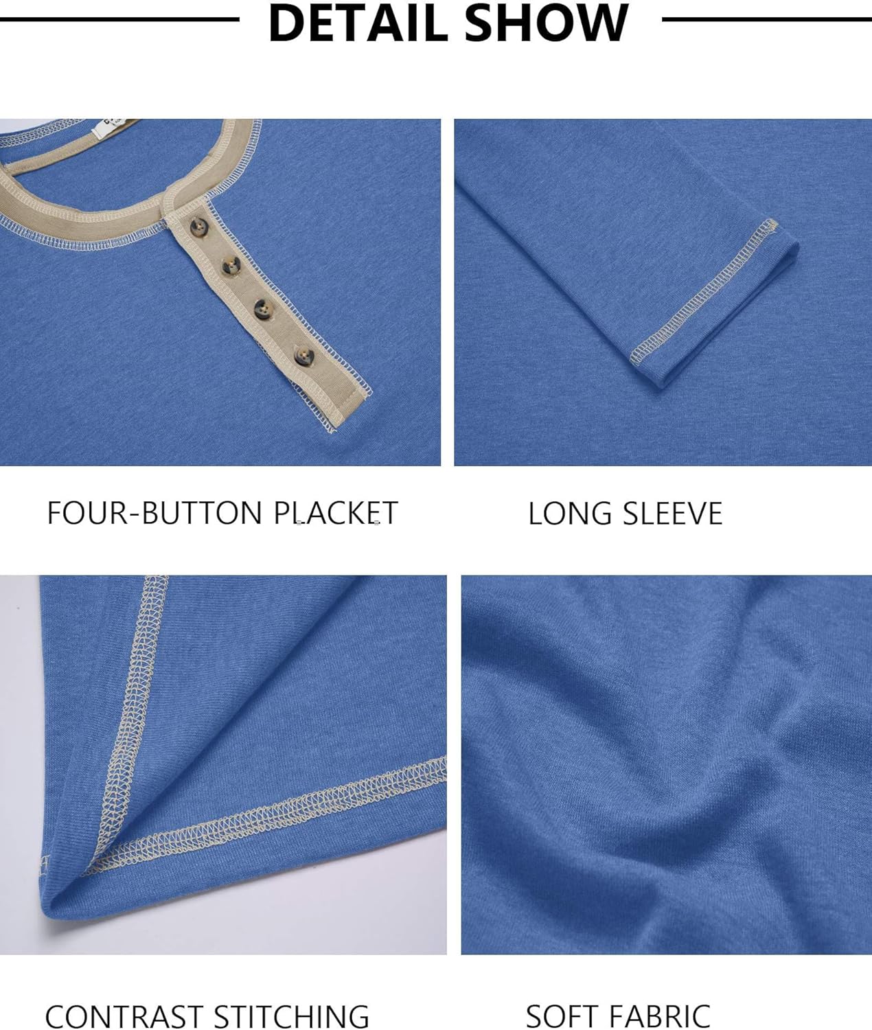 COOFANDY Mens Henley Shirts Long Sleeve Button T-Shirt Fashion Casual Pullover Shirts Soft Stretch Tees Tops - Image 5