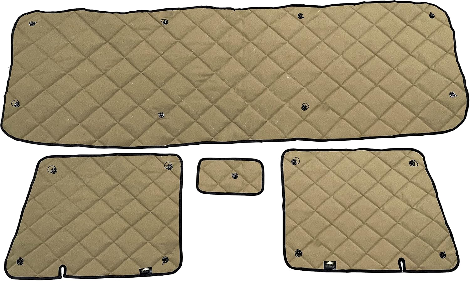 Fits All Models - 2003 & Prior Mack Ch/CL/CX/Superliner/Vision with 2 Piece Vent Door Windows (1130 Series) Blackout Insulated Interior Window Covers (Tan-Includes Peeper)