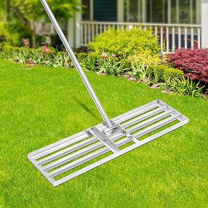 Ansgery Lawn Leveling Rake,Soil Leveling Tool ,Lawn Leveling and Grading,Heavy Duty Stainless Steel,Height Adjustable,for Garden Backyard Golf Couse Farm Pasture(36