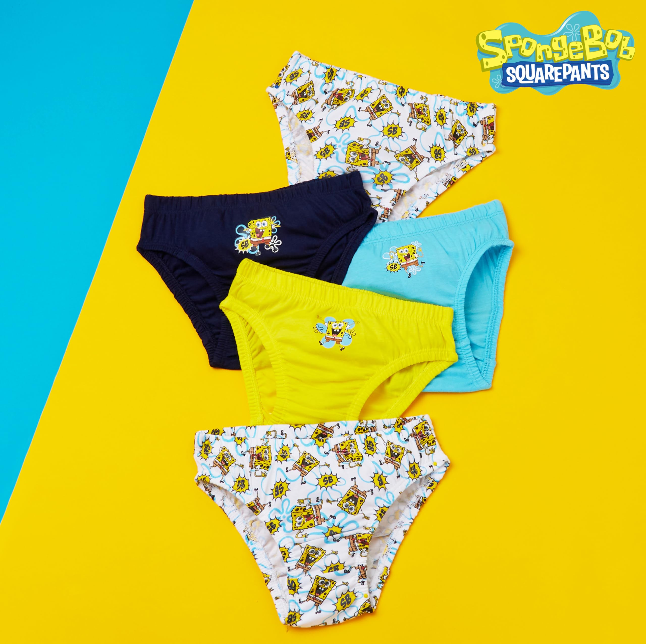 SpongeBob Squarepants Bob Esplonja Transpirables Calzoncillos de 100% Algodón para Niño - Paquete de 5