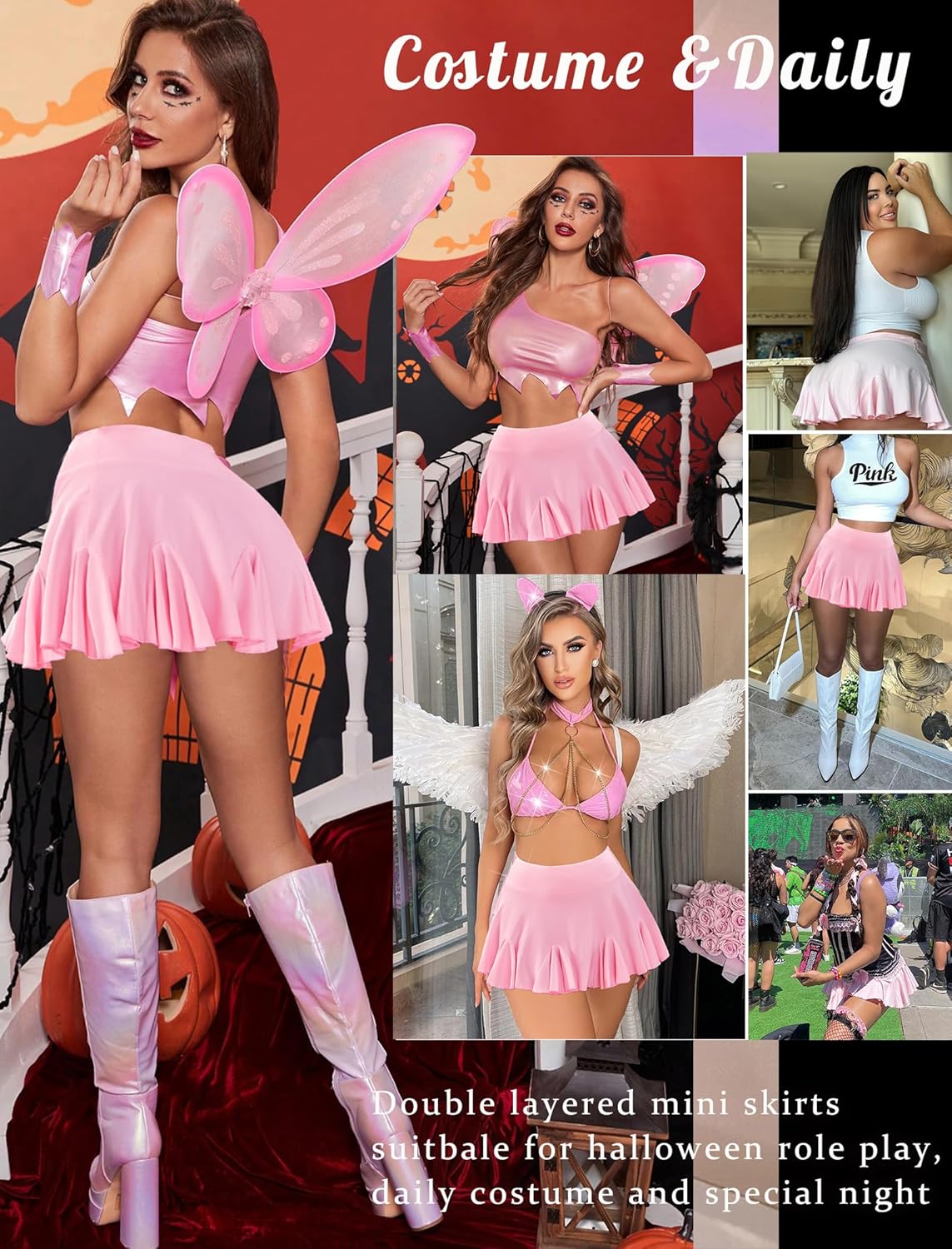 Avidlove Mini Skirt for Women Sexy Pleated Skirts High Waist Skater Skirt Ruffle Lingerie Skirts - Image 3