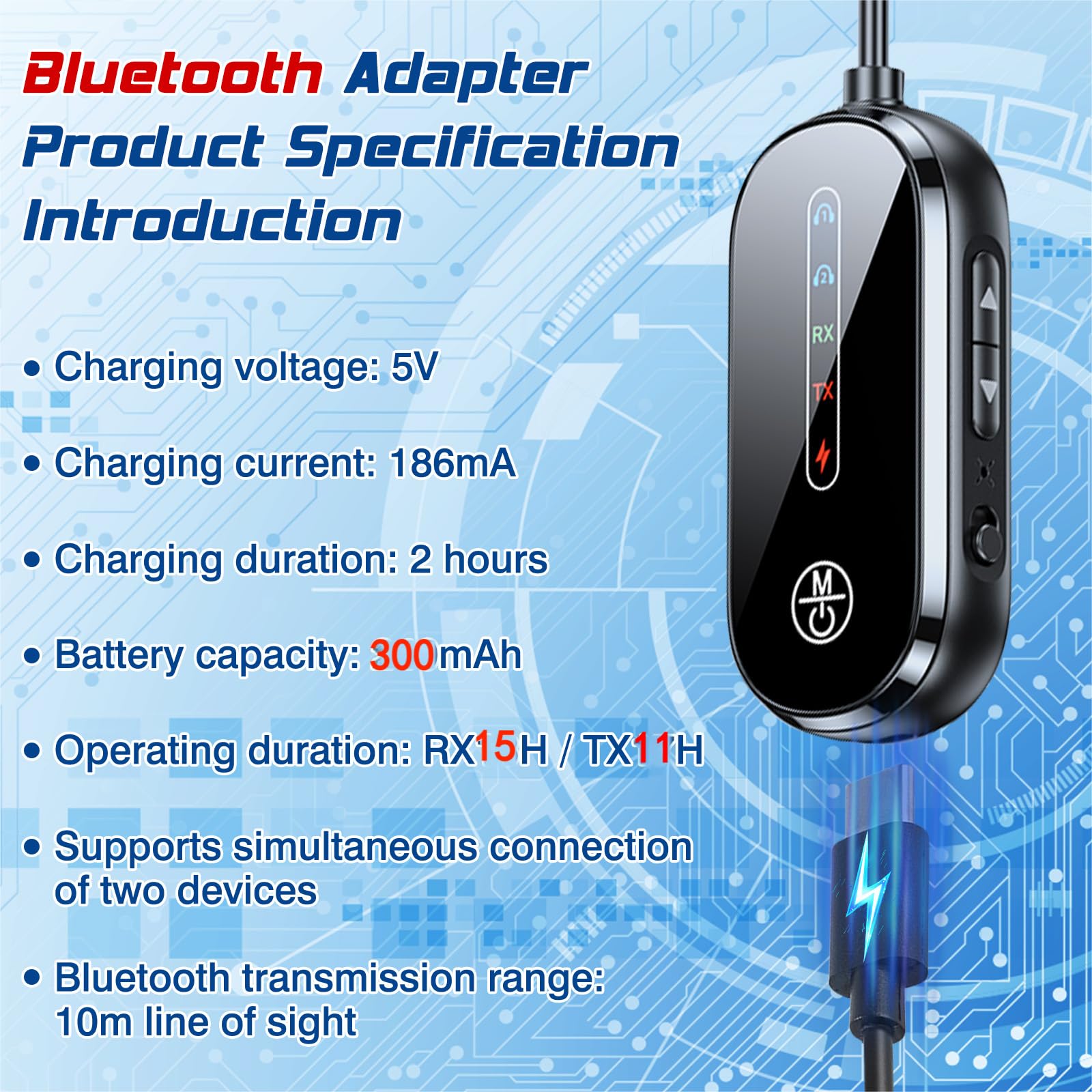 CAUTIOUS 5.4 Ricevitore Bluetooth Aux, 2 in 1 Adattatore Trasmettitore Ultimo Modello, Stabile Trasmettitore Bluetooth per Tv, Cuffie 3.5mm, Adattatore Bluetoot Auto per TV, Telefono Mobile