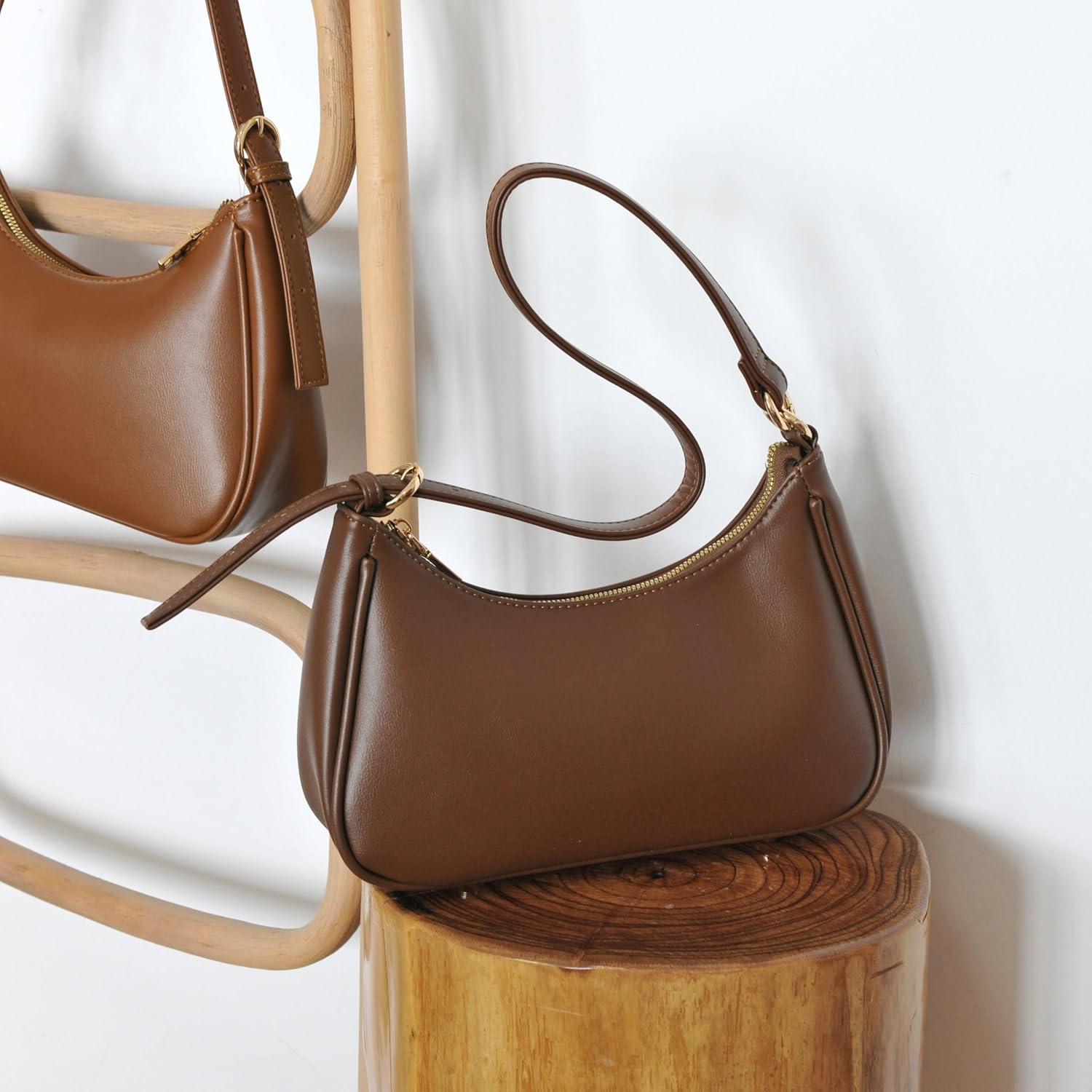 Women's Crescent Shoulder Bag Vegan Leather Chain Cross body bag Convertible Handbag | Vegan Leather, Chain, Convertible