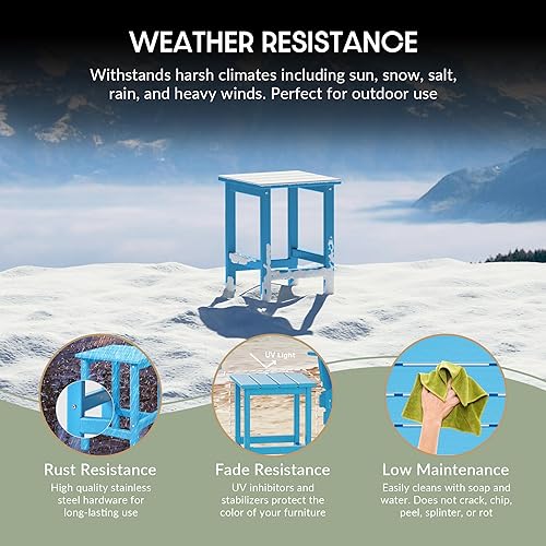 Miniatura 4 de WestinTrends Malibu - Mesa auxiliar cuadrada para exterior para silla Adirondack, azul pacífico