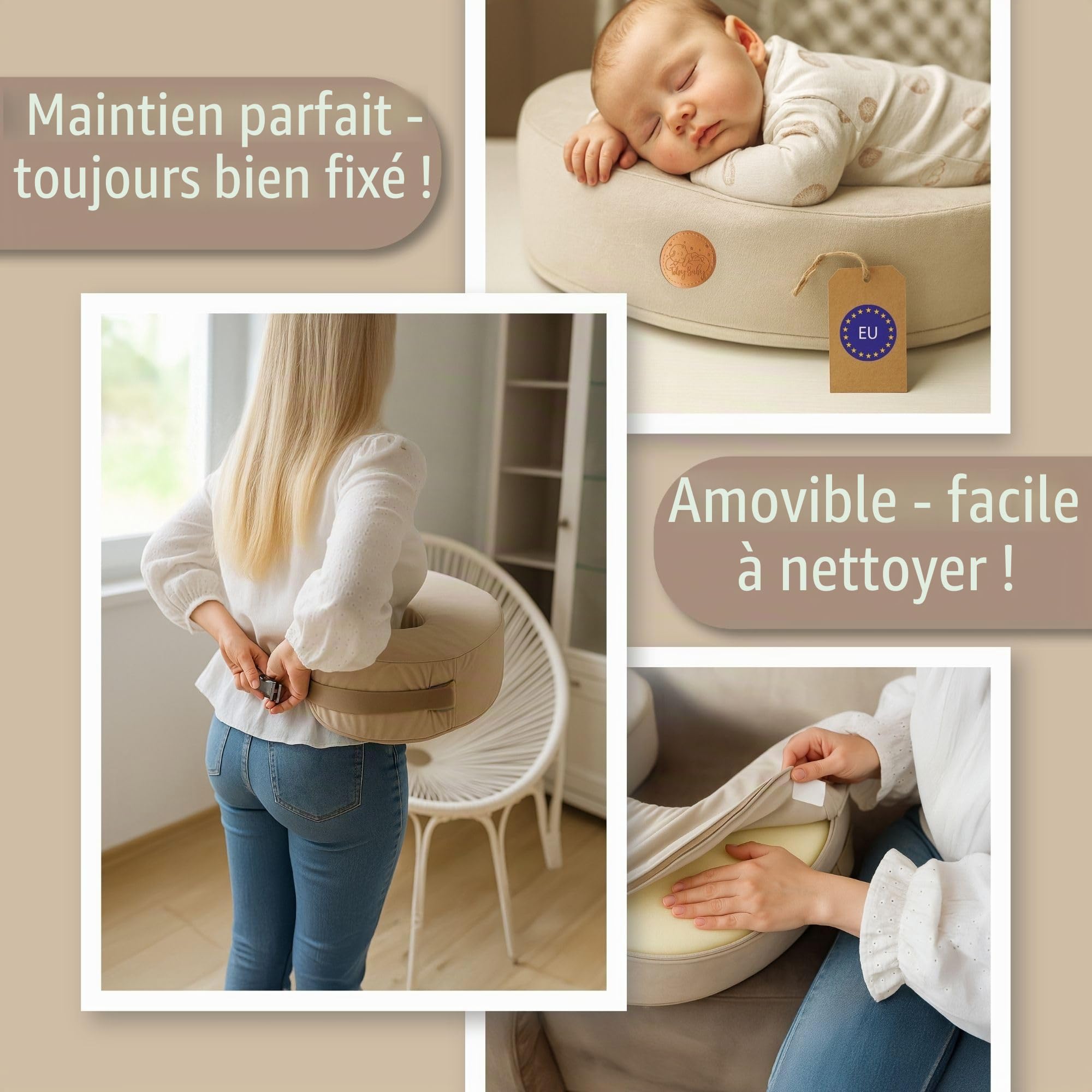 Totsy Baby Coussin d’Allaitement en Mousse à mémoire de Forme - Soutien Ergonomique pour bébé et Maman Idéal pour l’Allaitement et Le Confort Postnatal